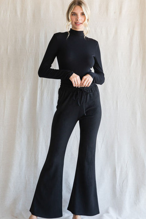 Black Suede Flair Pants