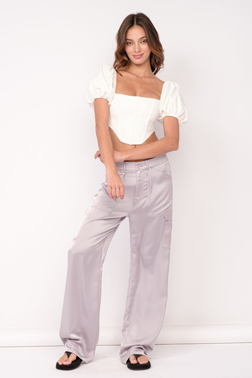 Puff Sleeve White Crop Top