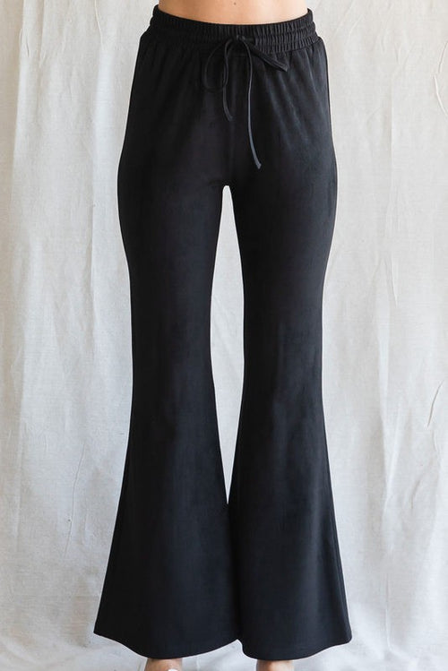 Black Suede Flair Pants