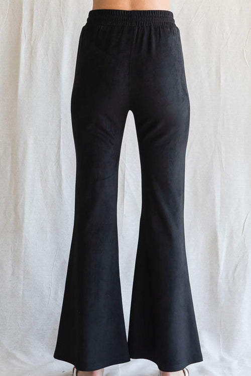 Black Suede Flair Pants