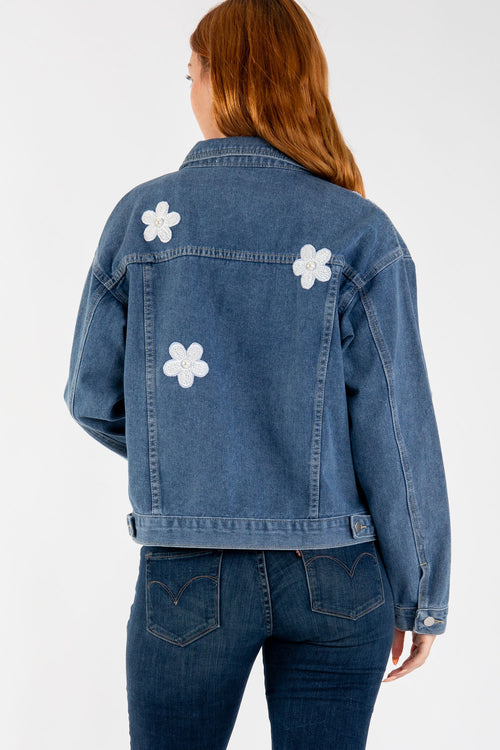 Denim Flower Patch Jacket