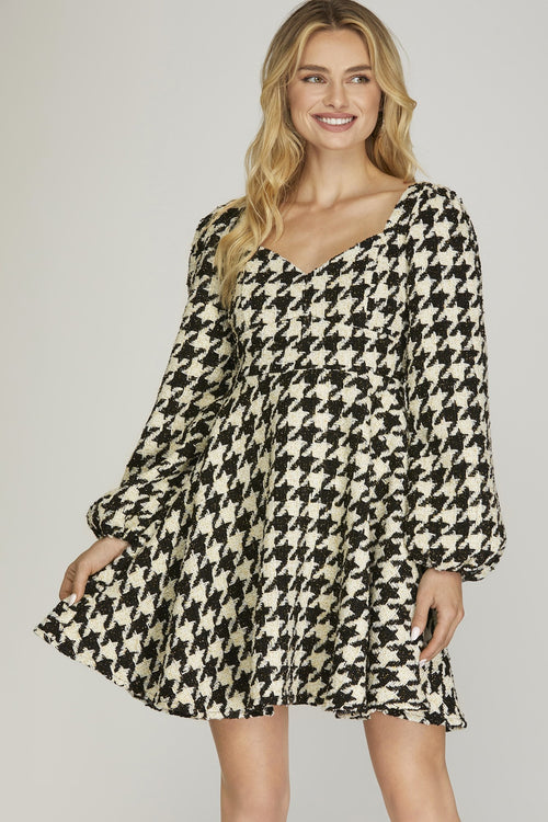 Houndstooth Sweetheart Dress