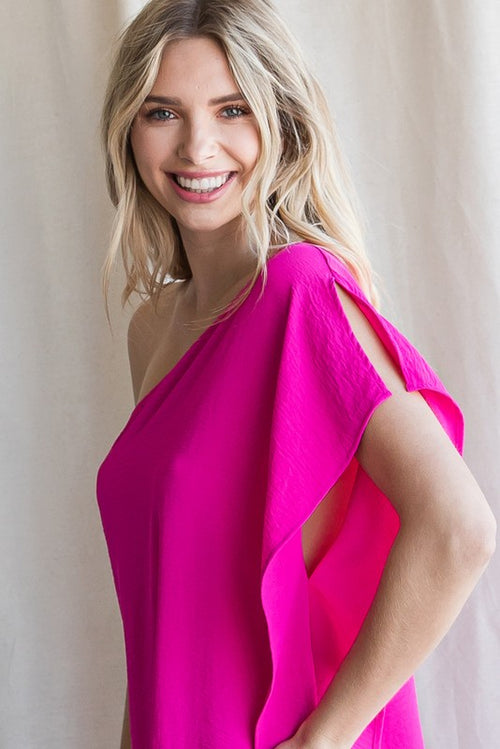 Hot Pink One Shoulder Dress