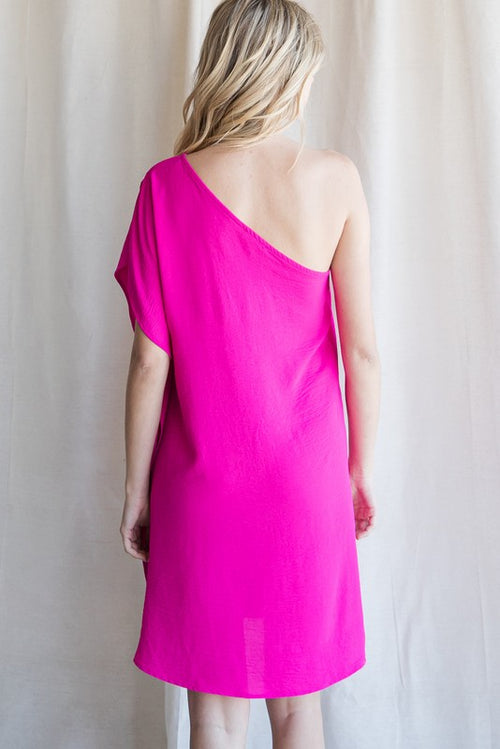 Hot Pink One Shoulder Dress