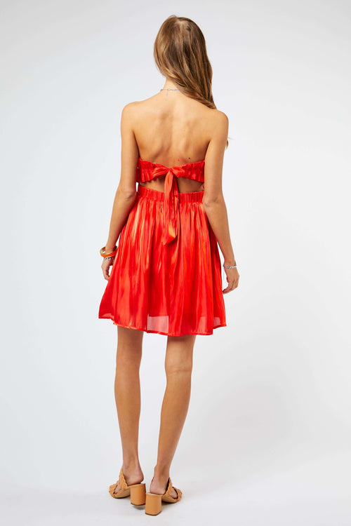 Orange Ruffle Strapless Dress