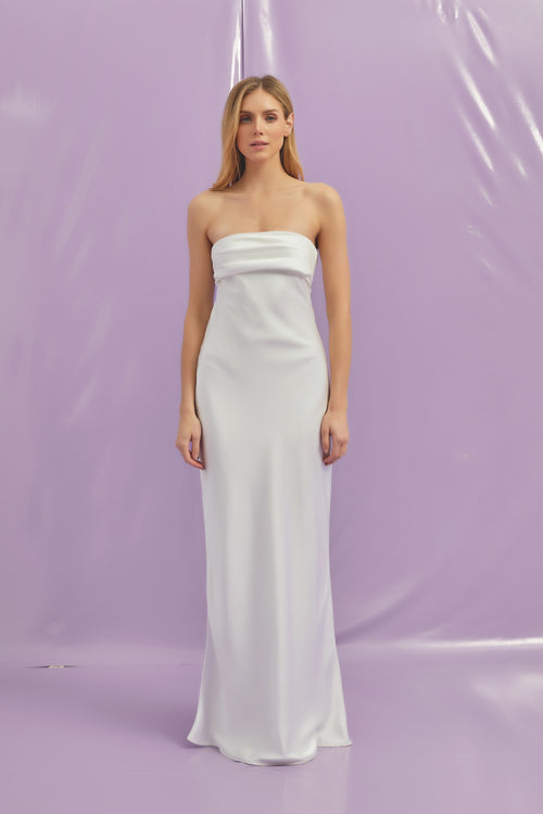 White Satin Maxi Dress