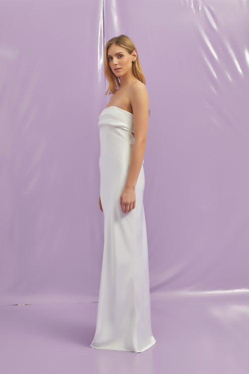 White Satin Maxi Dress