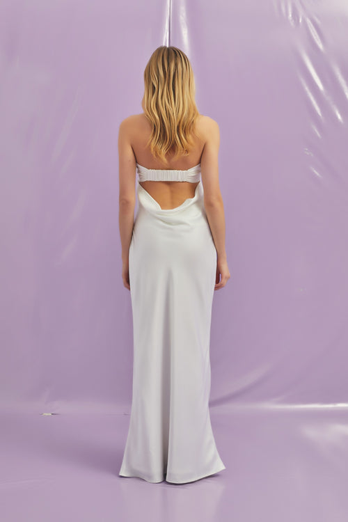 White Satin Maxi Dress