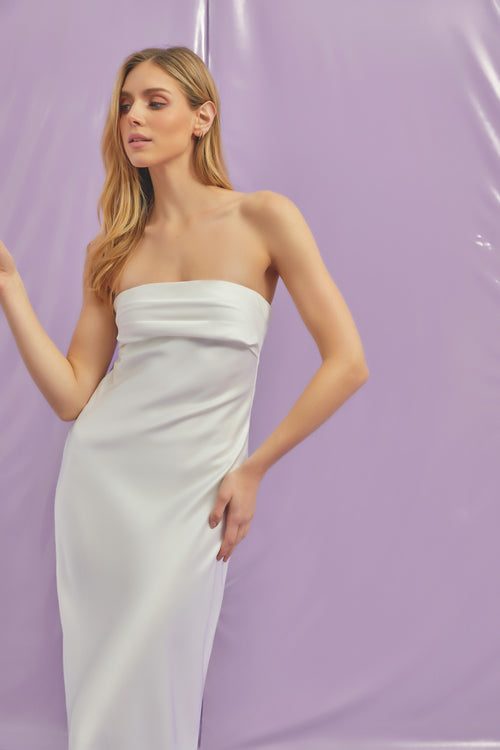 White Satin Maxi Dress