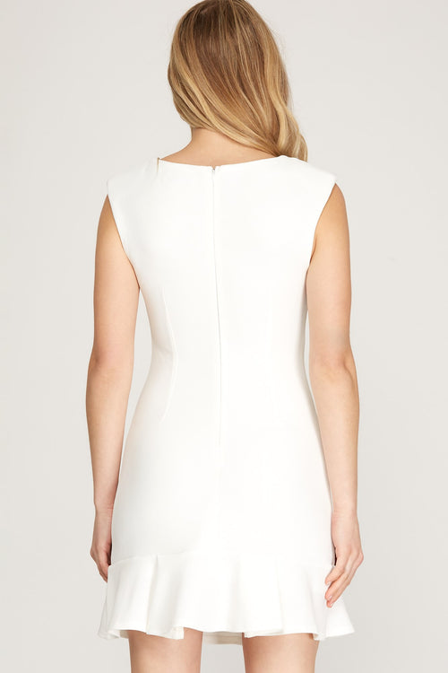 White Square Neck Dress