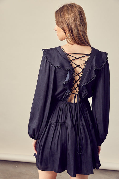 Black Lace Up Dress